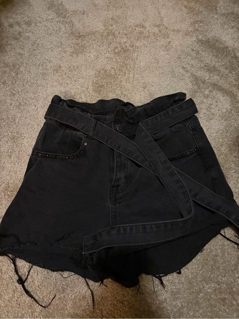 Velvet Heart Black Denim Shorts with Button Fly